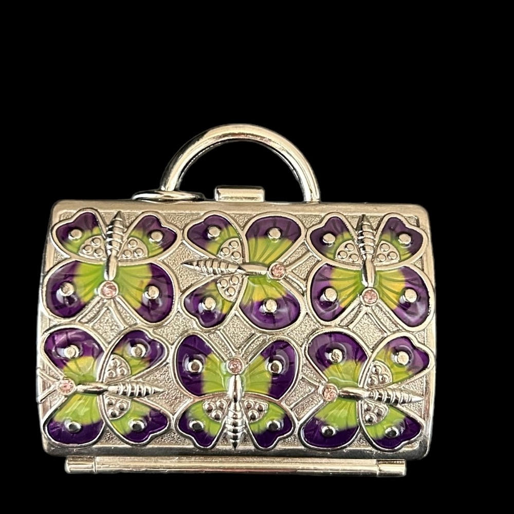 Vintage Neiman Marcus Butterfly Miniature Purse Shaped Pill Box  NWOT
